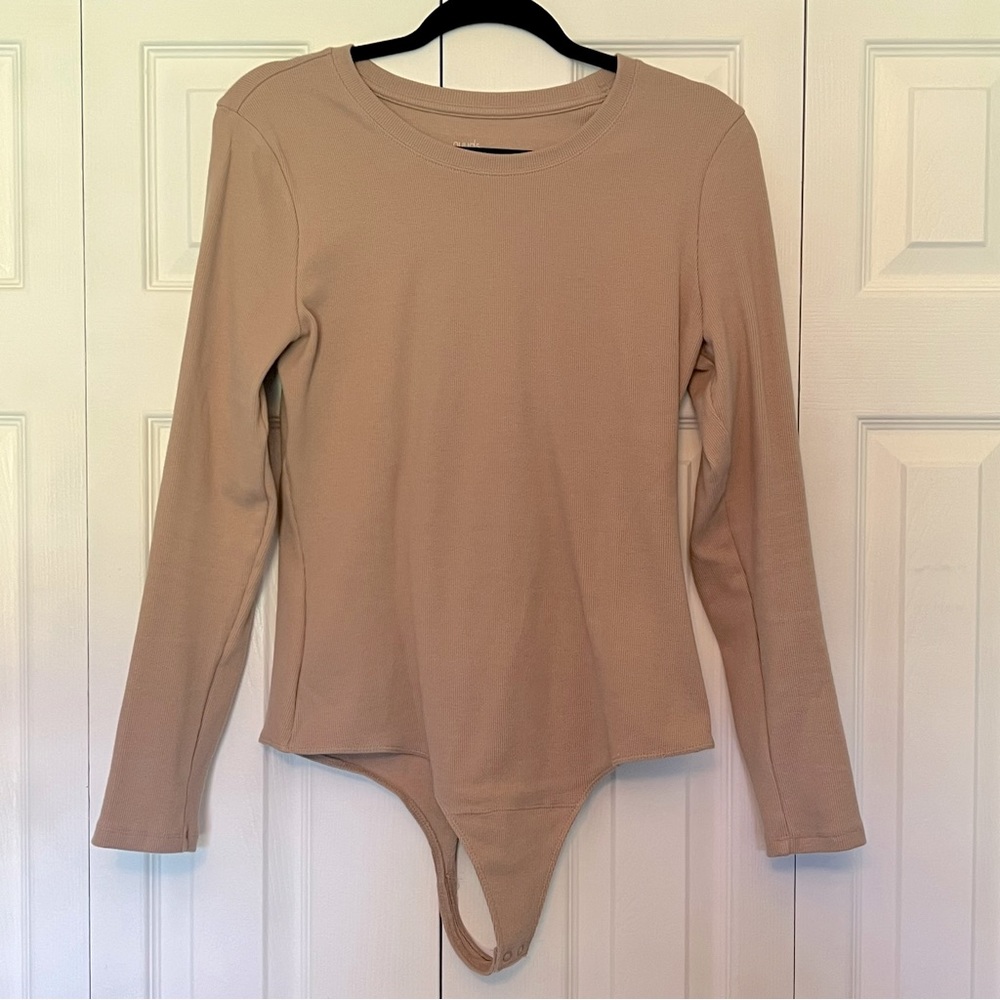 Nuuds Women’s Long Sleeved Ribbed Bodysuit - Sand